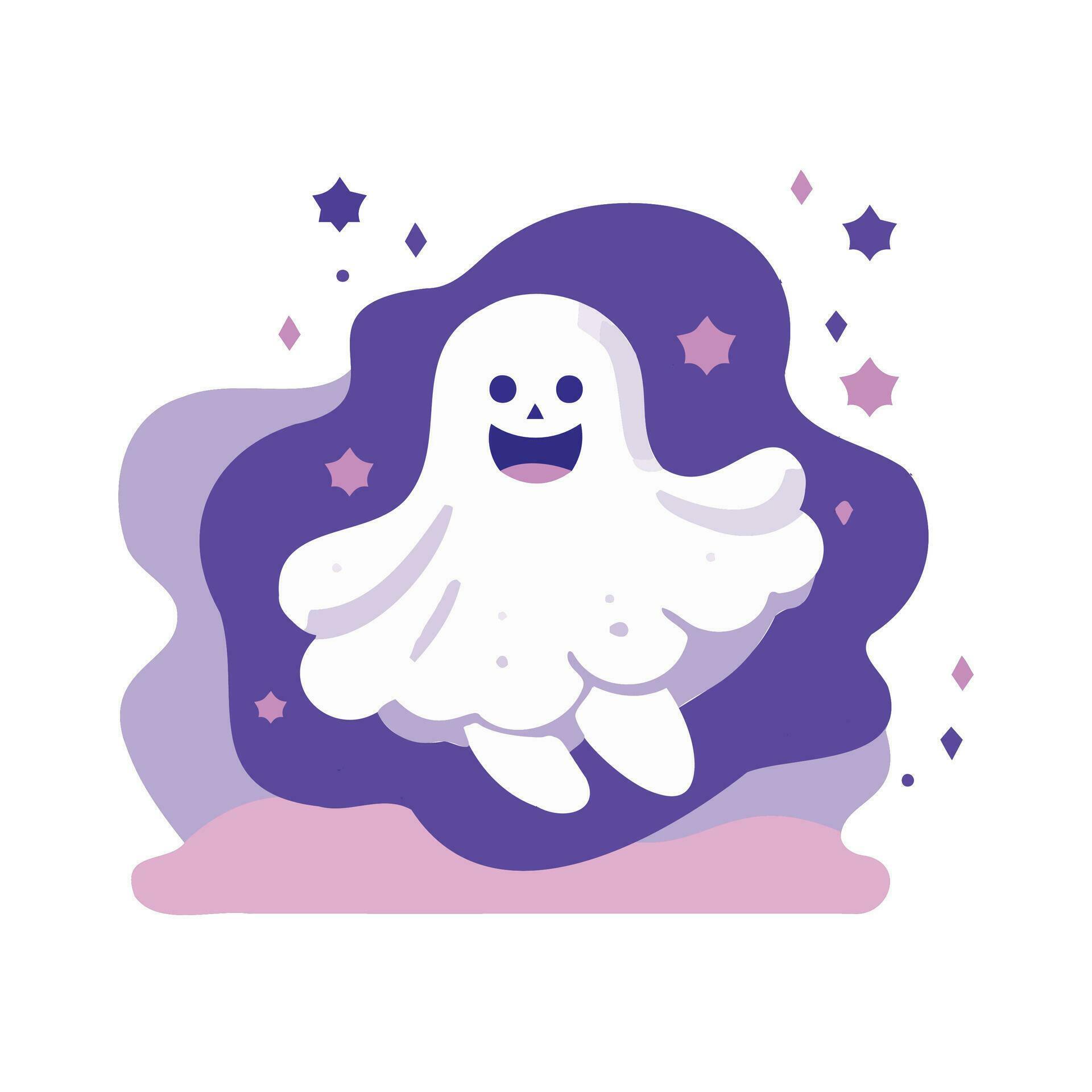 Hand Drawn Halloween cute ghost in flat style 25663239 Vector Art at ...