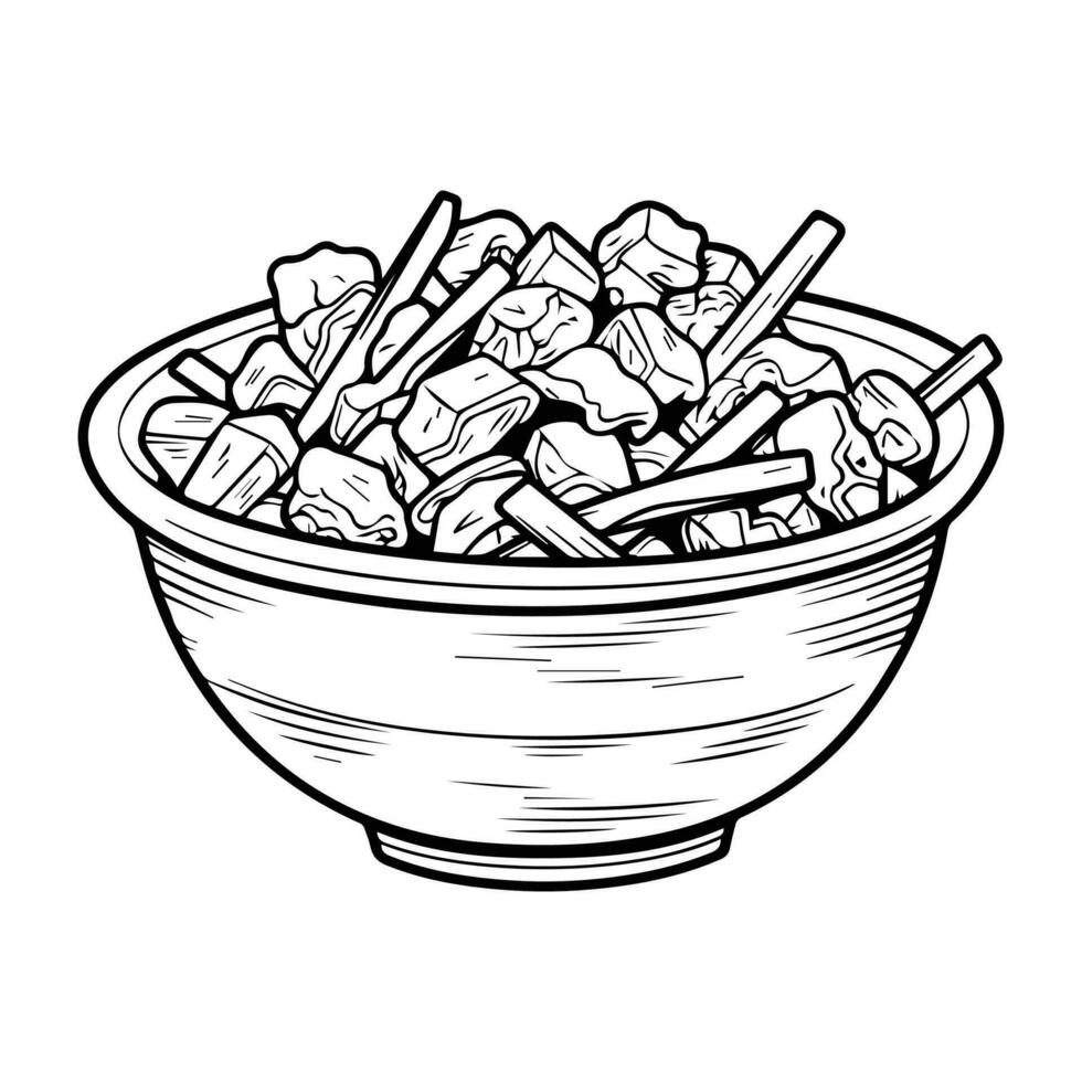 Hand Drawn delicious noodles in doodle style vector