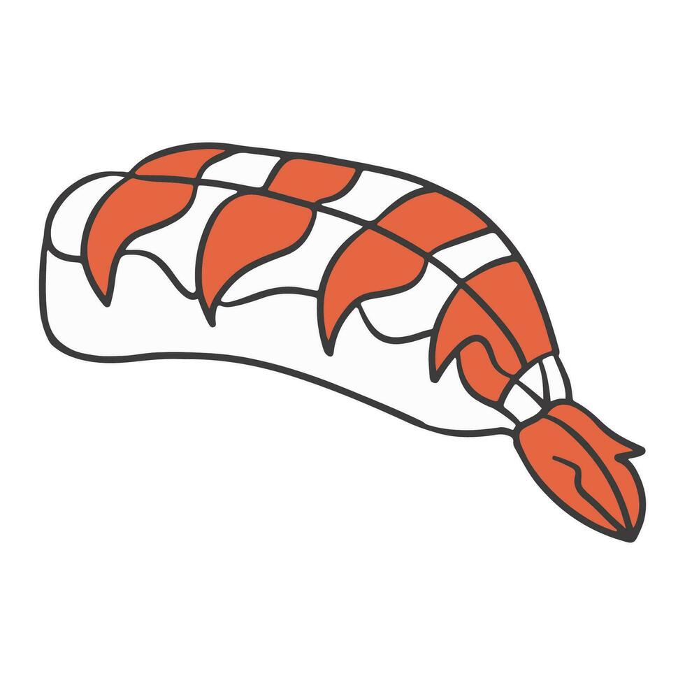 Sushi Rolls or Maki Sushi with shirmp. Japanese food. vector