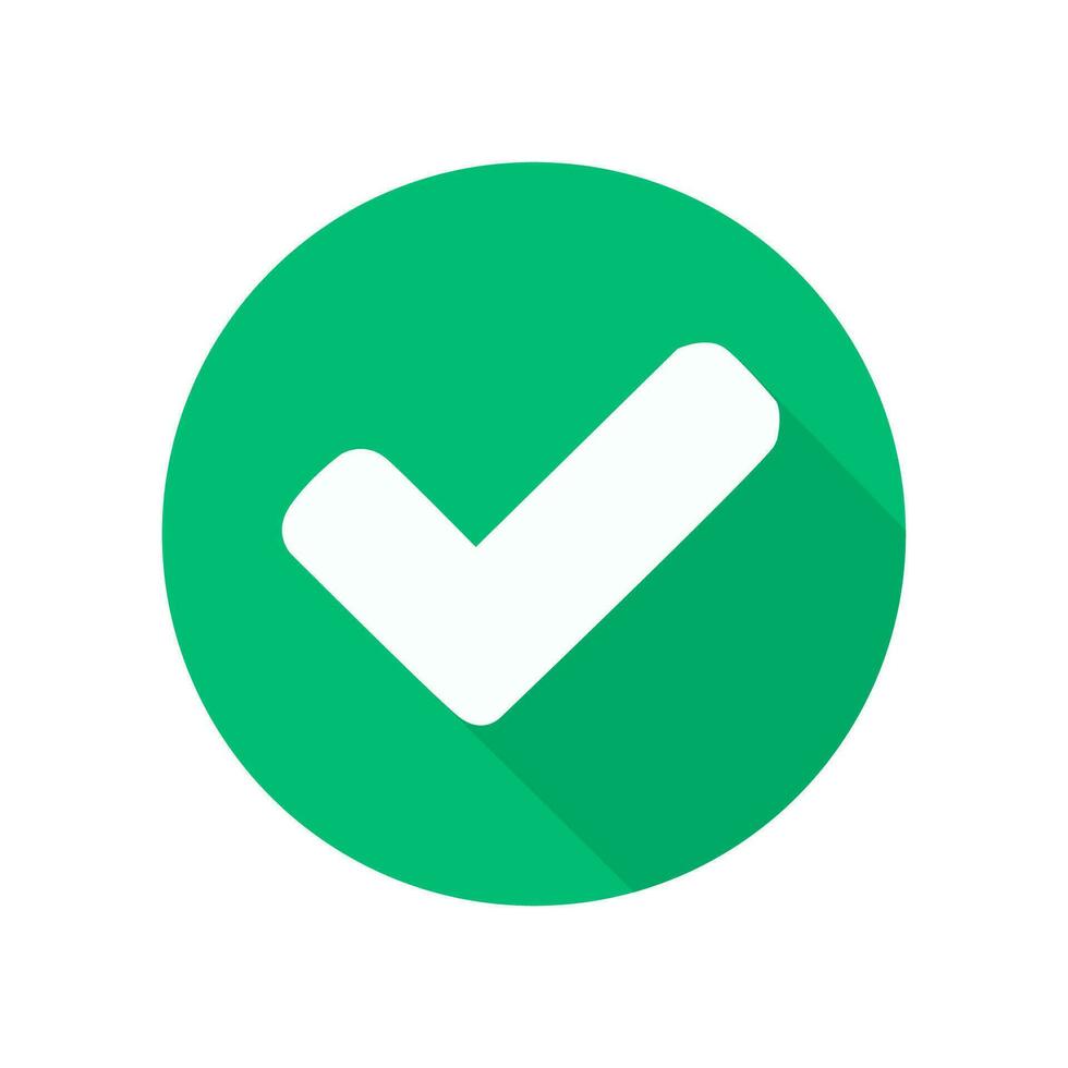 Check mark green tick in circle. accept, right concept. Acceptance of voting results. vector