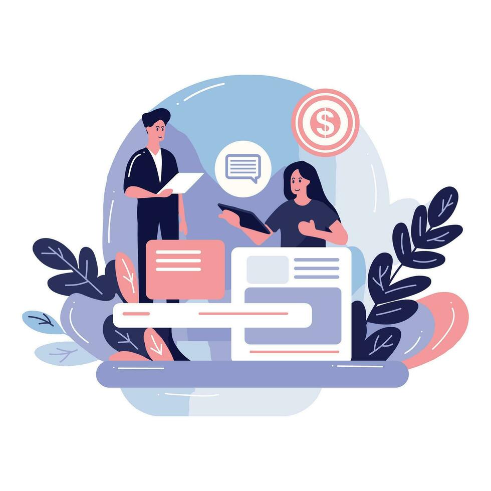 Smartphone and business in UX UI flat style vector