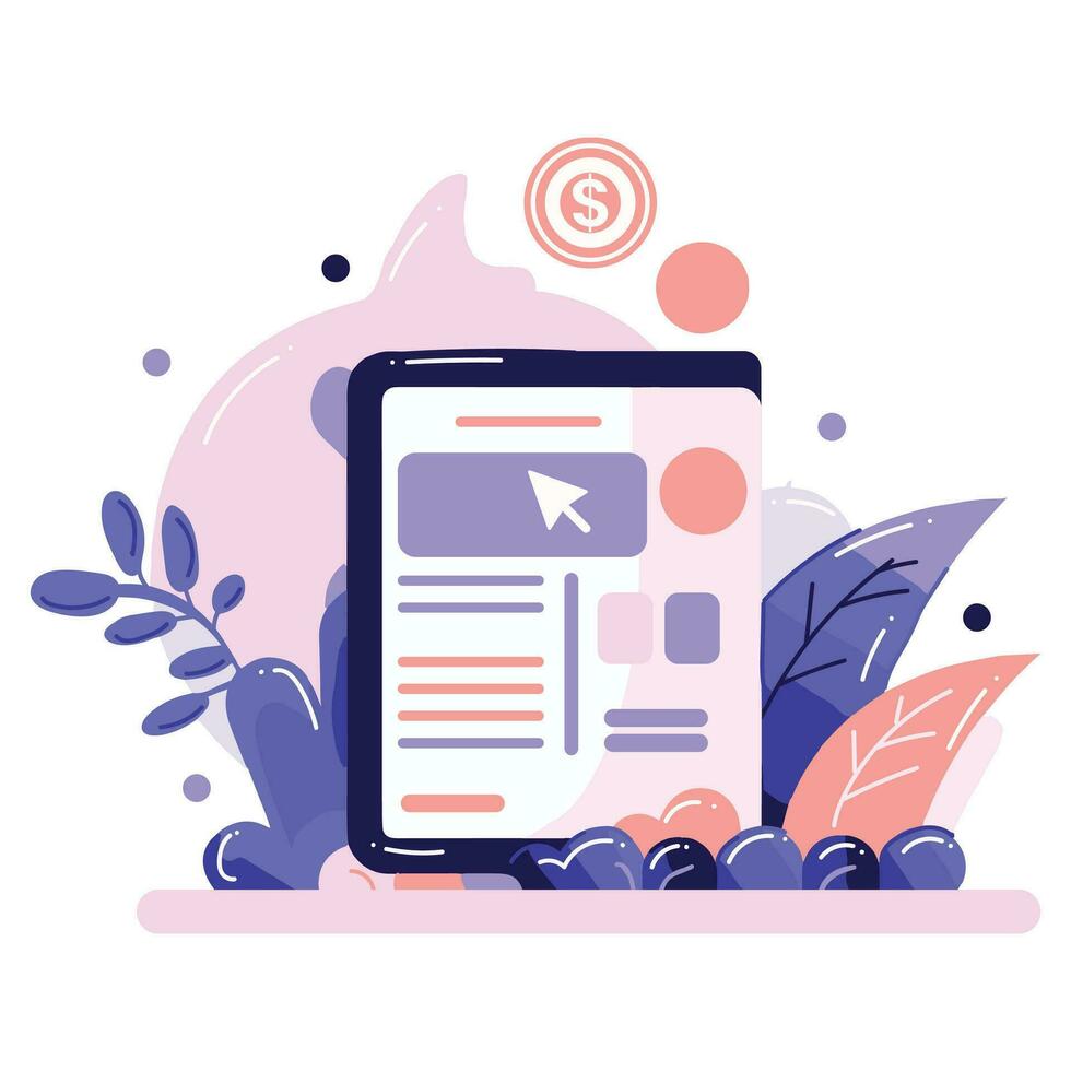Smartphone and business in UX UI flat style vector