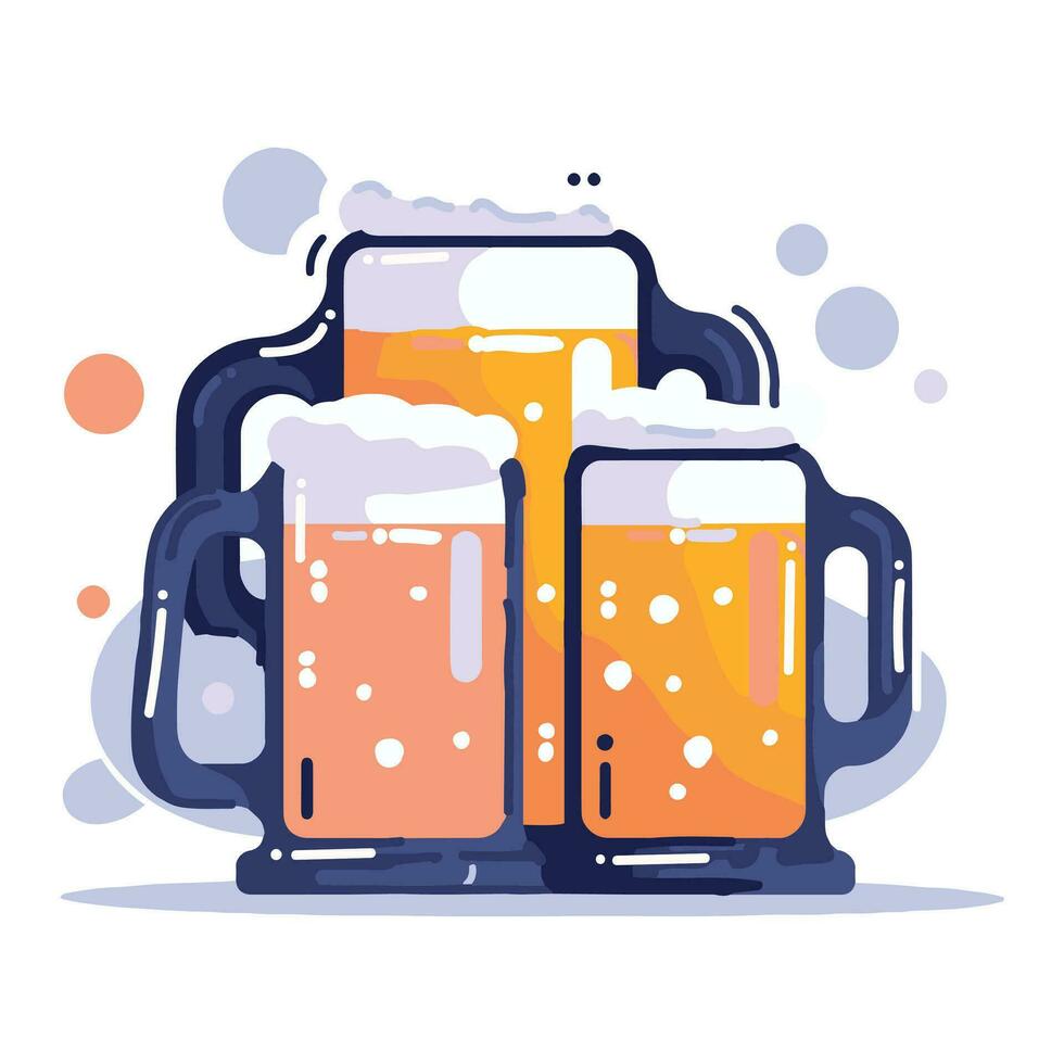 mano dibujado cerveza vaso en plano estilo vector