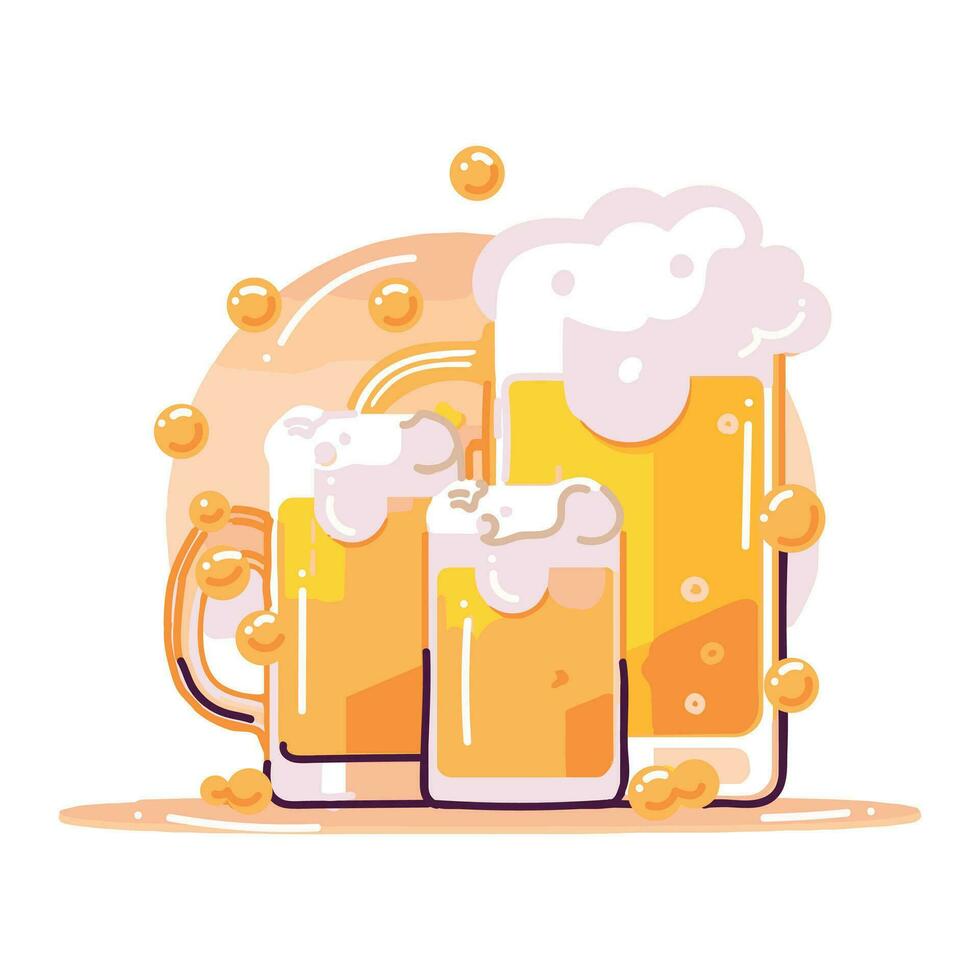 mano dibujado cerveza vaso en plano estilo vector