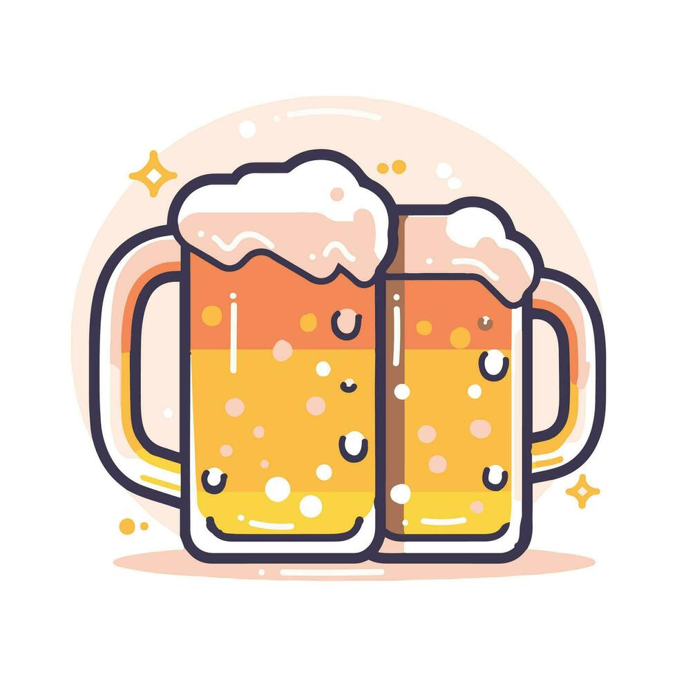 mano dibujado cerveza vaso en plano estilo vector