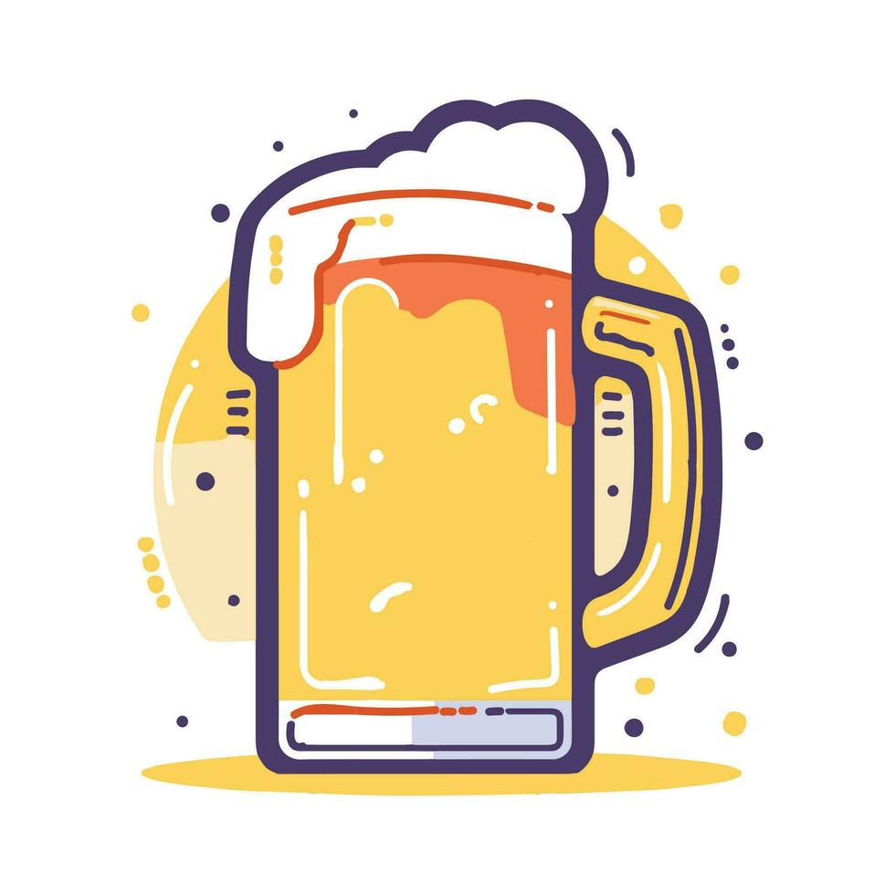 mano dibujado cerveza vaso en plano estilo vector