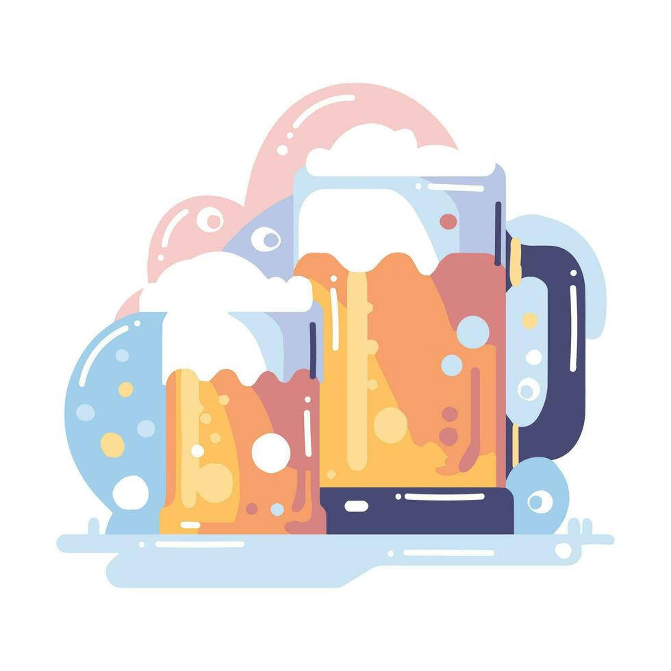 mano dibujado cerveza vaso en plano estilo vector