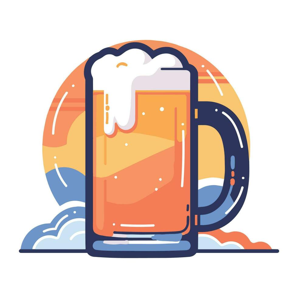 mano dibujado cerveza vaso en plano estilo vector