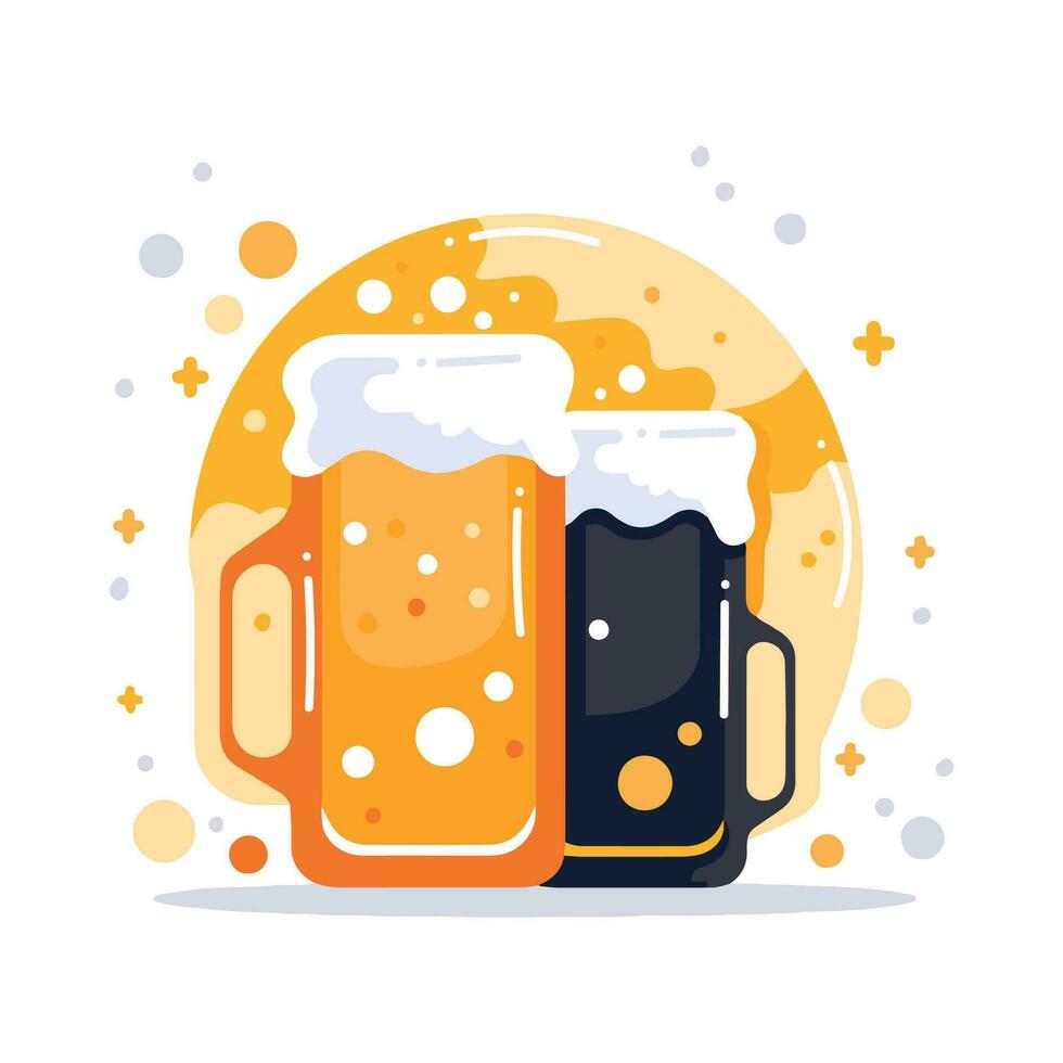 mano dibujado cerveza vaso en plano estilo vector