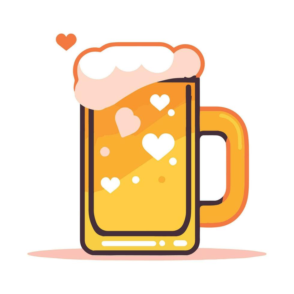 mano dibujado cerveza vaso en plano estilo vector