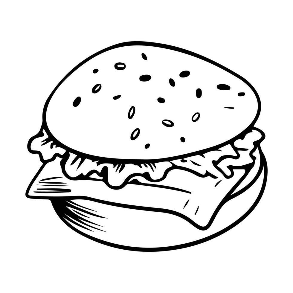 Hand Drawn hamburger in doodle style vector