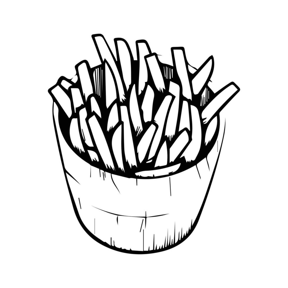 Hand Drawn french fries in doodle style vector