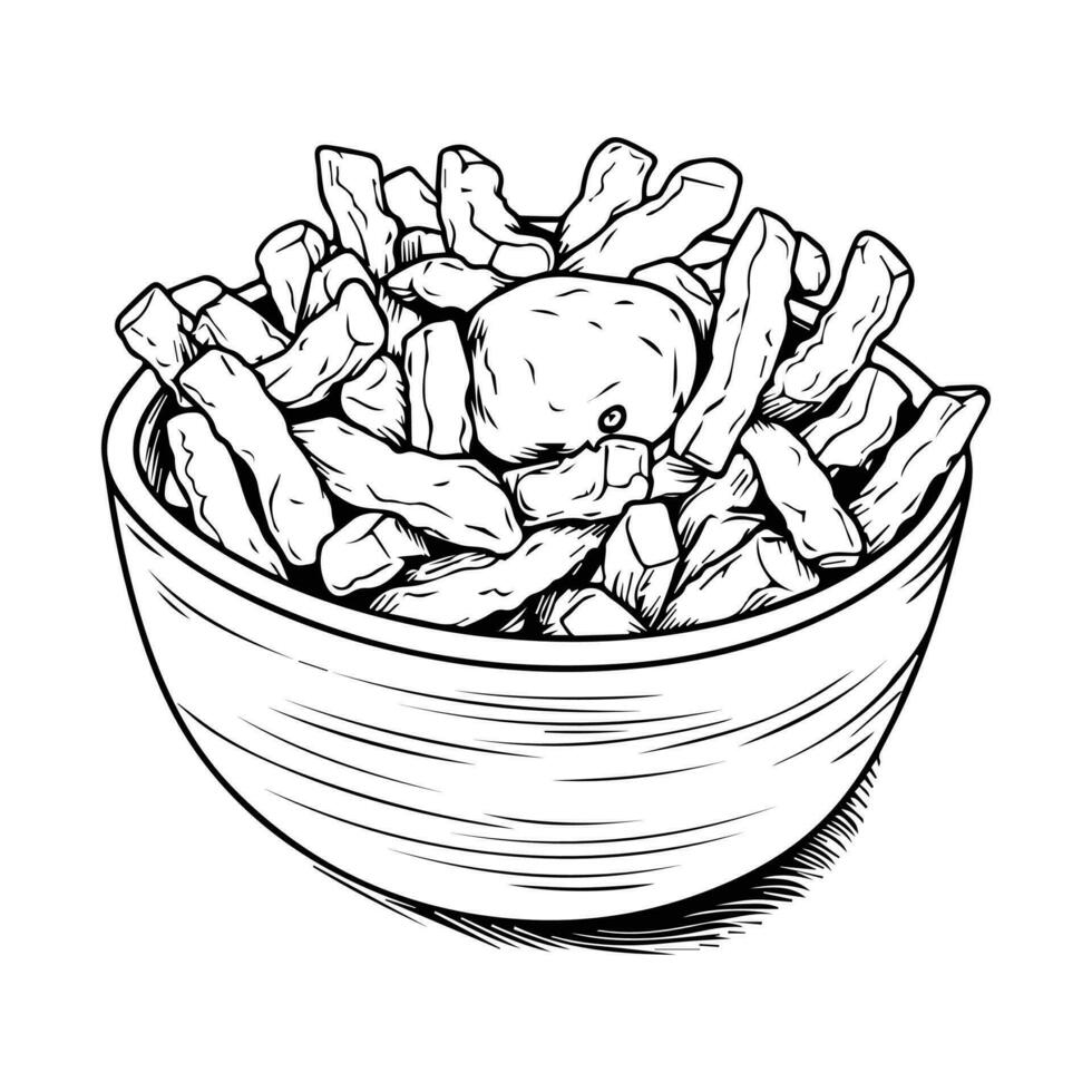 Hand Drawn french fries in doodle style vector