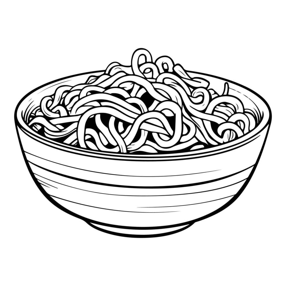 Hand Drawn delicious noodles in doodle style vector