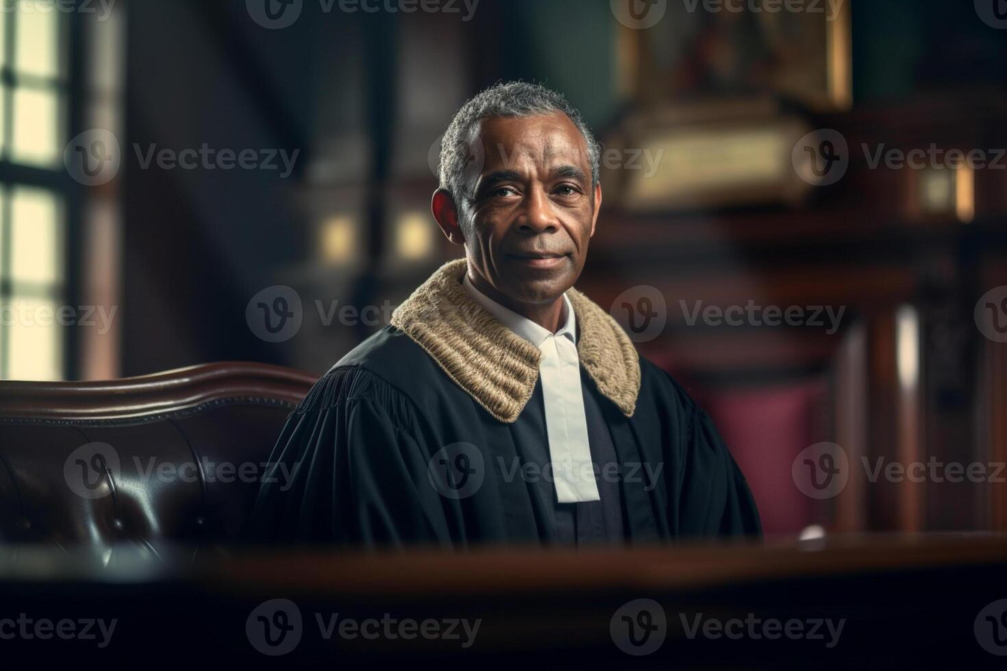 male judge in court with photo