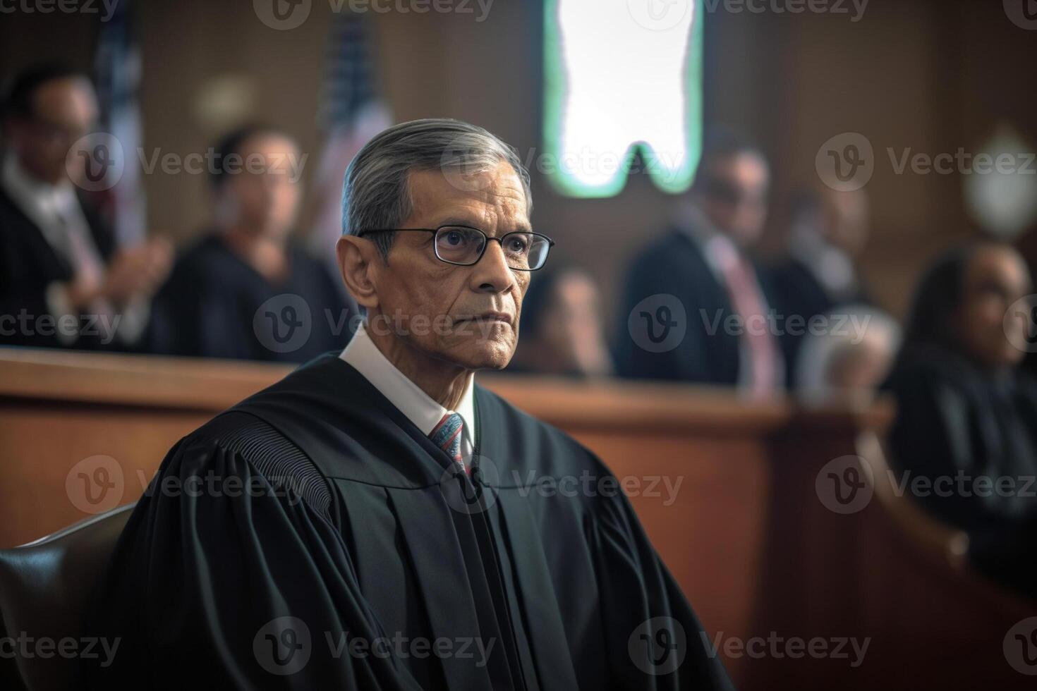 male judge in court with photo