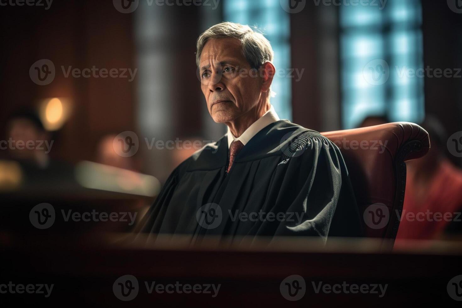 male judge in court with photo