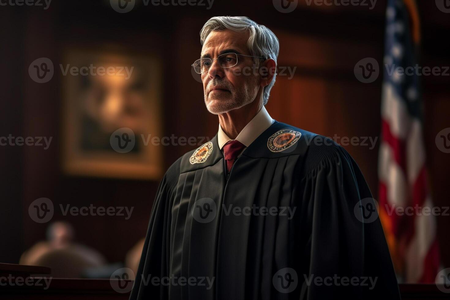 male judge in court with photo