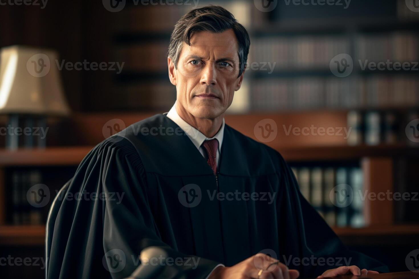 male judge in court with photo