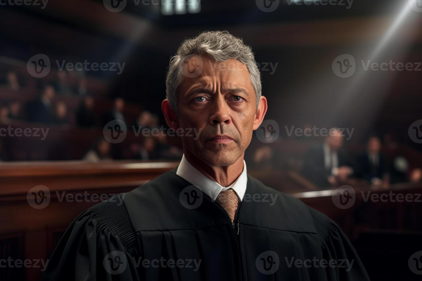 male judge in court with photo