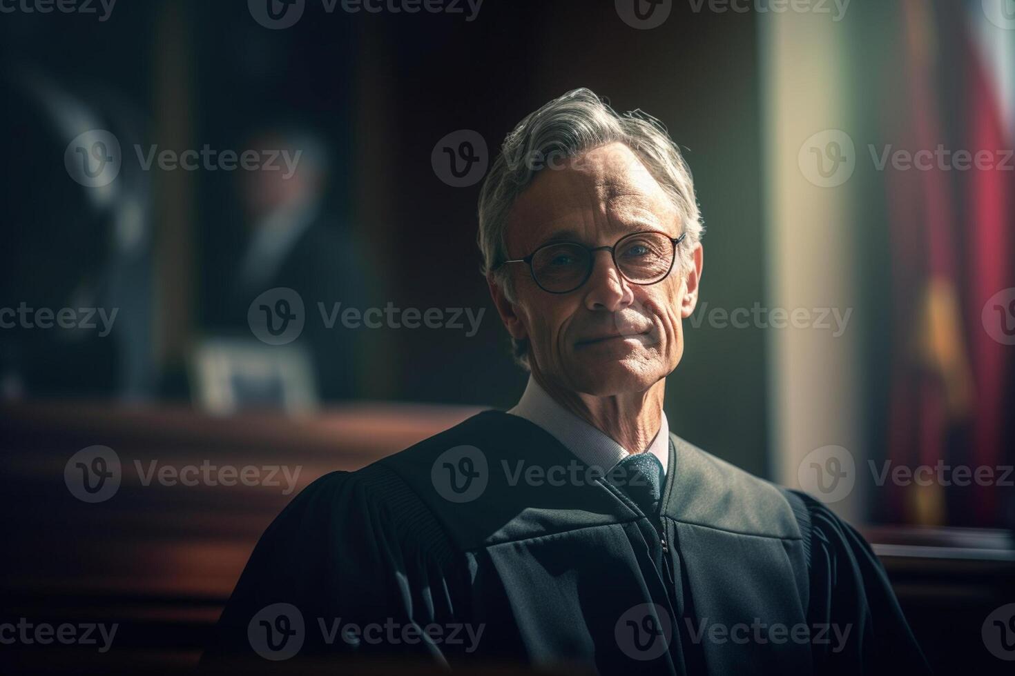 male judge in court with photo