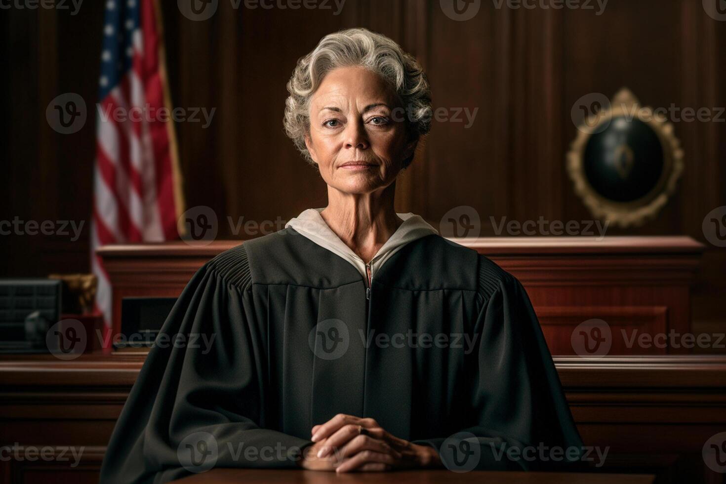 female judge in court with photo