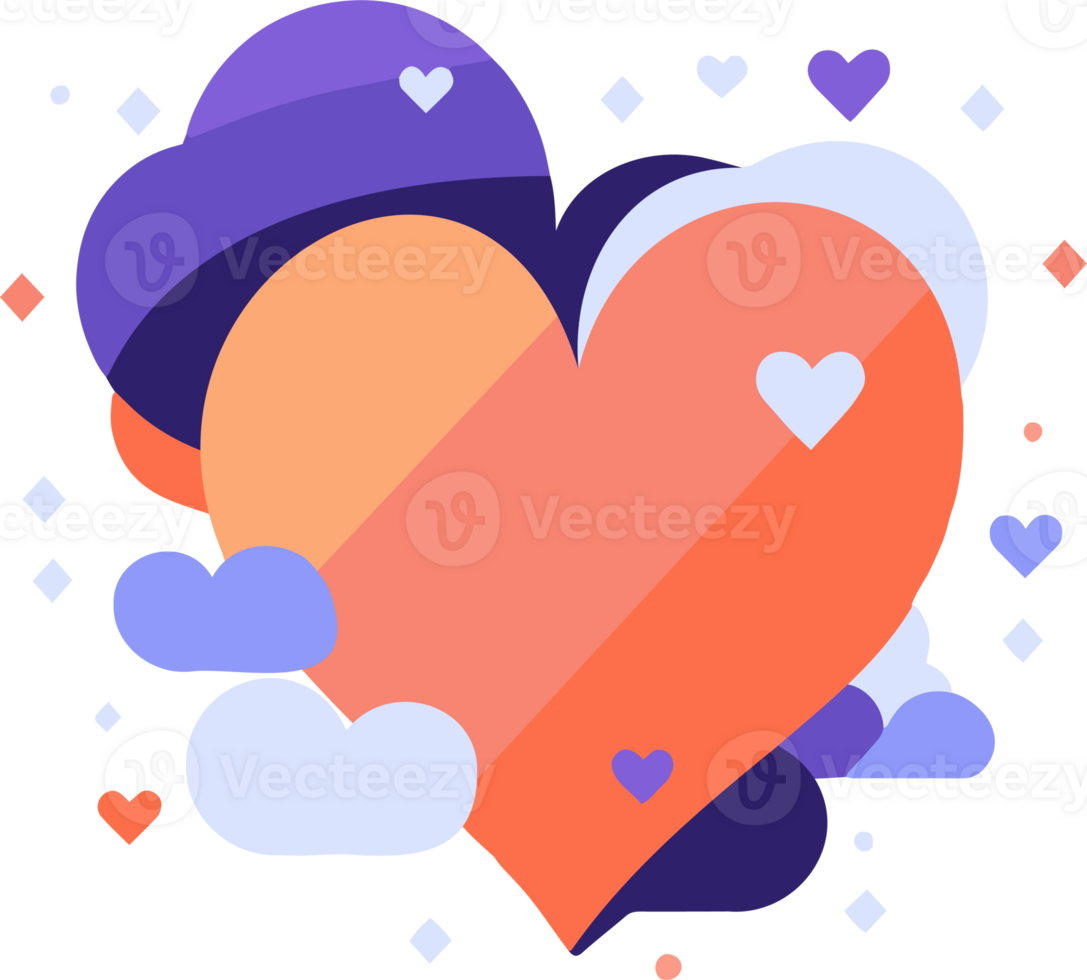 heart with love in flat style isolated on background png