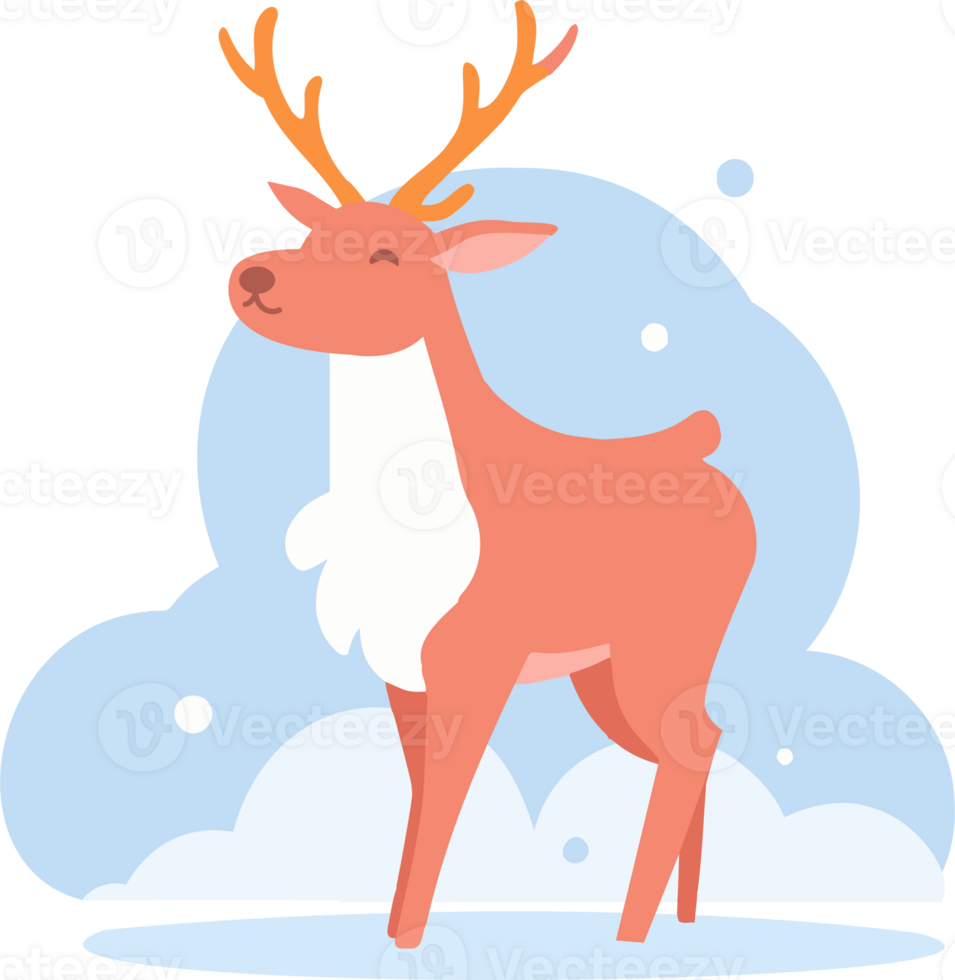 christmas reindeer in flat style isolated on background png