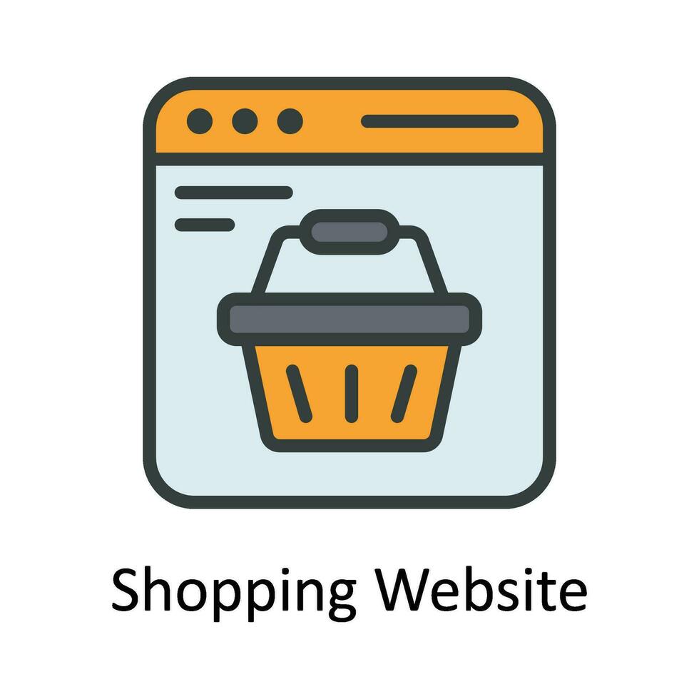 compras sitio web vector llenar contorno icono diseño ilustración. digital márketing símbolo en blanco antecedentes eps 10 archivo