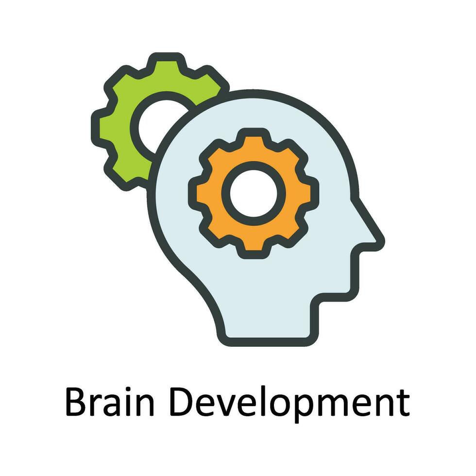 Brain Development  Vector   Fill outline  Icon Design illustration. Digital Marketing  Symbol on White background EPS 10 File