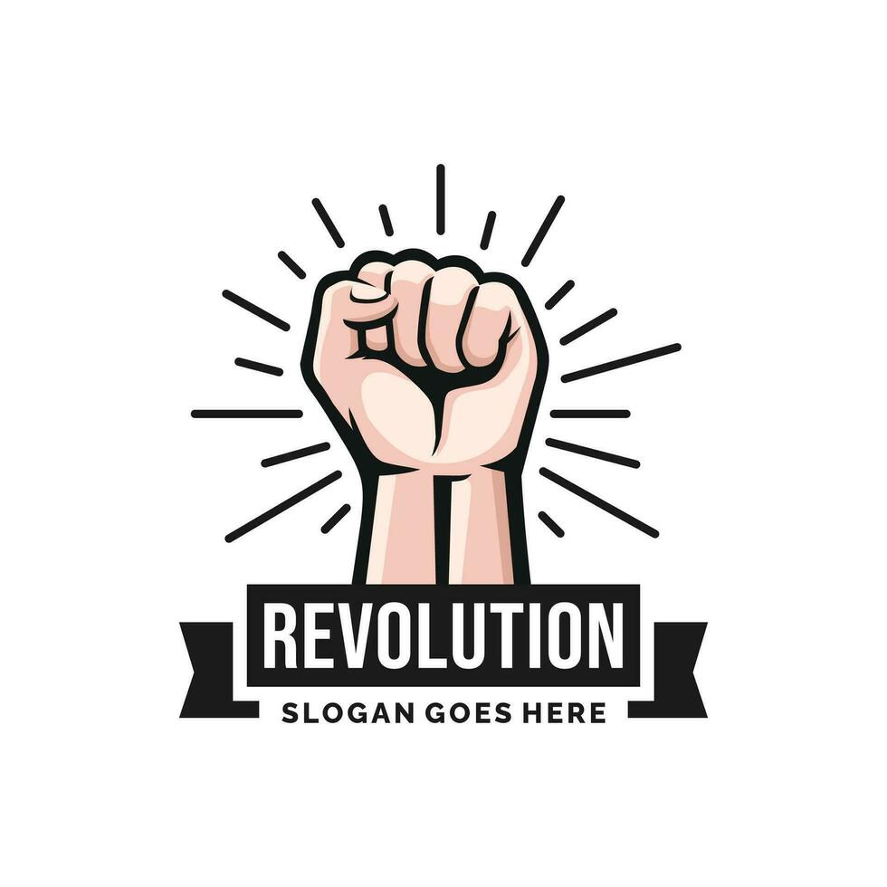 revolución logo diseño vector ilustración