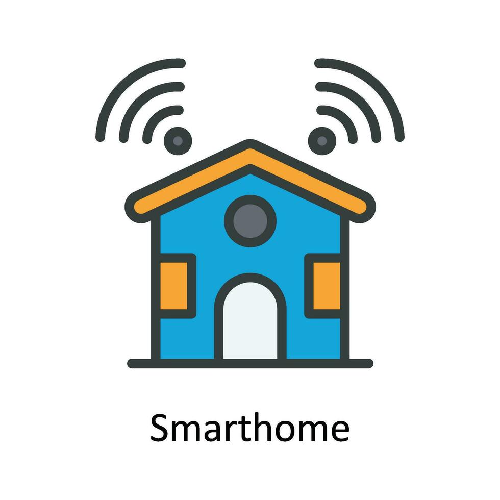 Smart home  Vector Fill outline Icon Design illustration. Network and communication Symbol on White background EPS 10 File