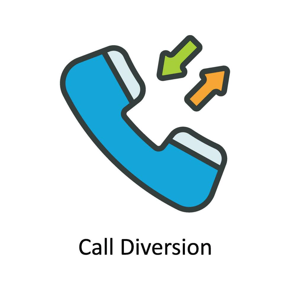 Call Diversion  Vector Fill outline Icon Design illustration. Network and communication Symbol on White background EPS 10 File