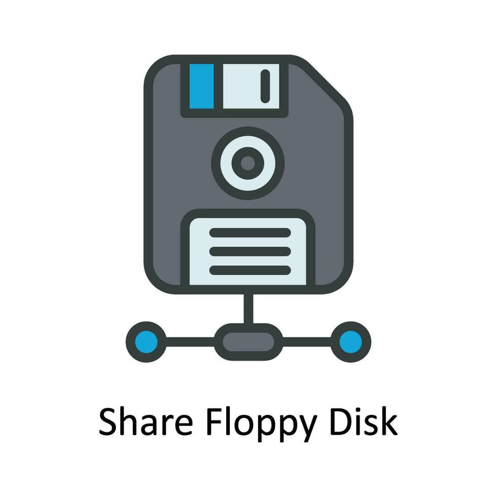 Share Floppy Disk  Vector Fill outline Icon Design illustration. Network and communication Symbol on White background EPS 10 File