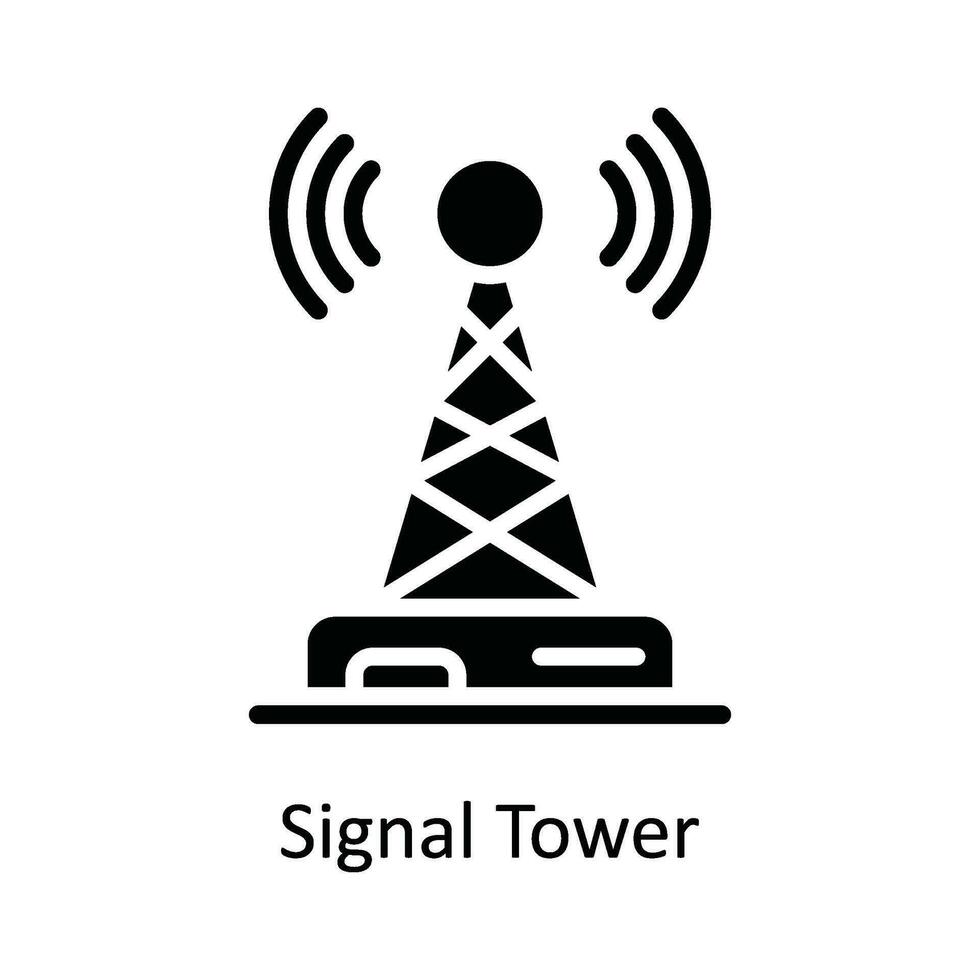 Signal Tower  Vector Solid  Icon Design illustration. Network and communication Symbol on White background EPS 10 File
