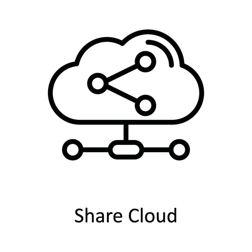 Share Cloud  Vector  outline Icon Design illustration. Network and communication Symbol on White background EPS 10 File