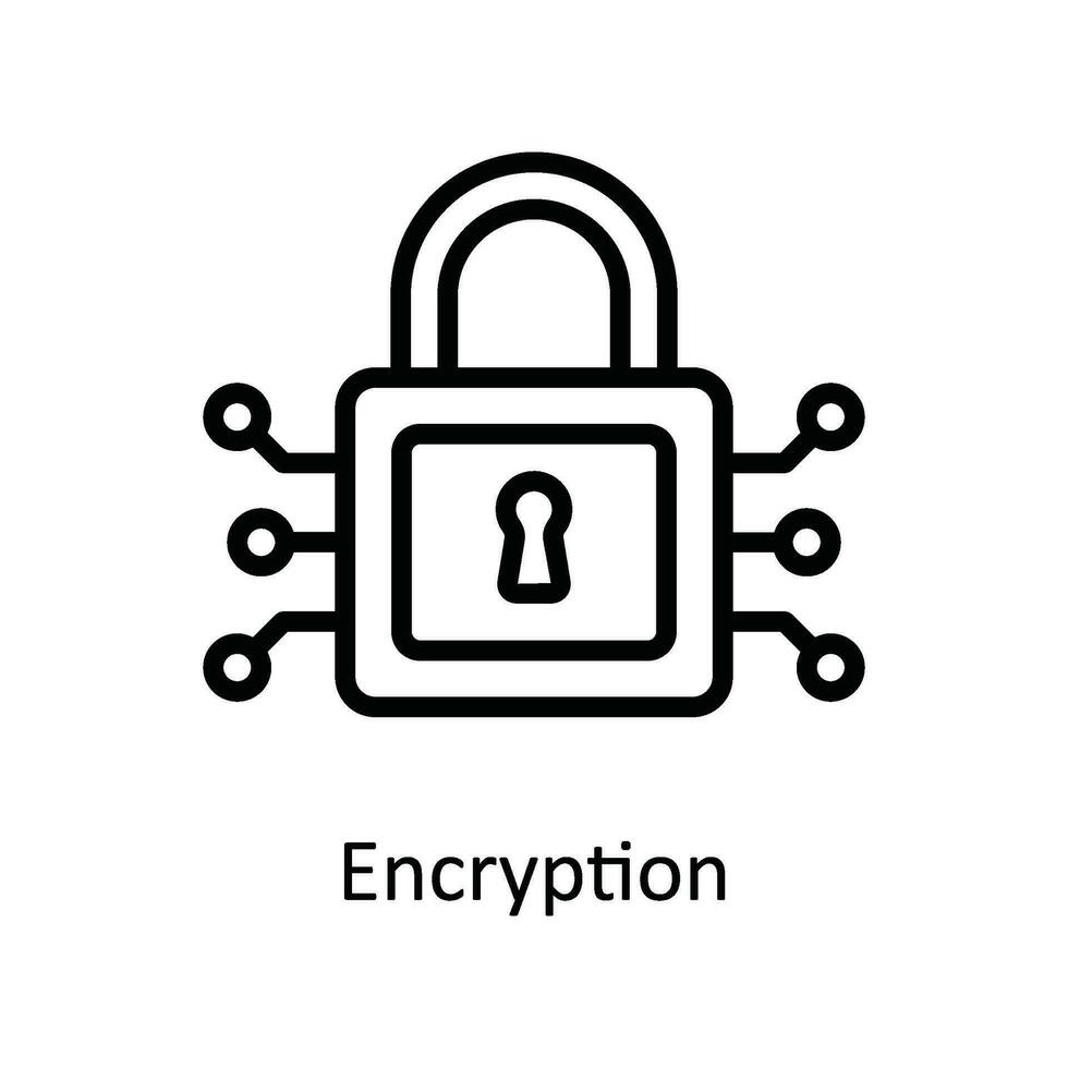 Encryption  Vector  outline Icon Design illustration. Network and communication Symbol on White background EPS 10 File