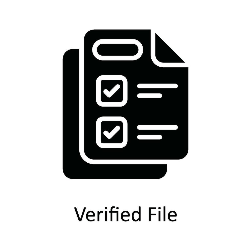 Verified File  Vector Solid  Icon Design illustration. Network and communication Symbol on White background EPS 10 File