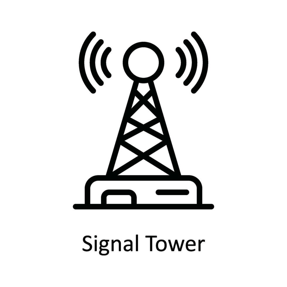 Signal Tower  Vector  outline Icon Design illustration. Network and communication Symbol on White background EPS 10 File