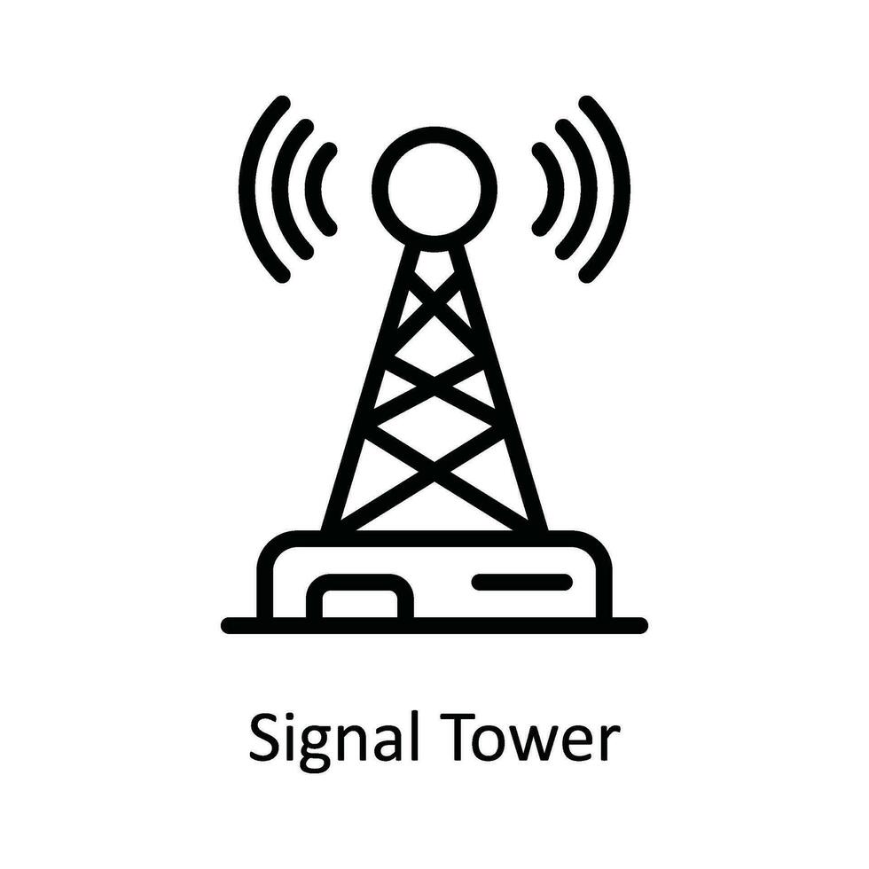 señal torre vector contorno icono diseño ilustración. red y comunicación símbolo en blanco antecedentes eps 10 archivo