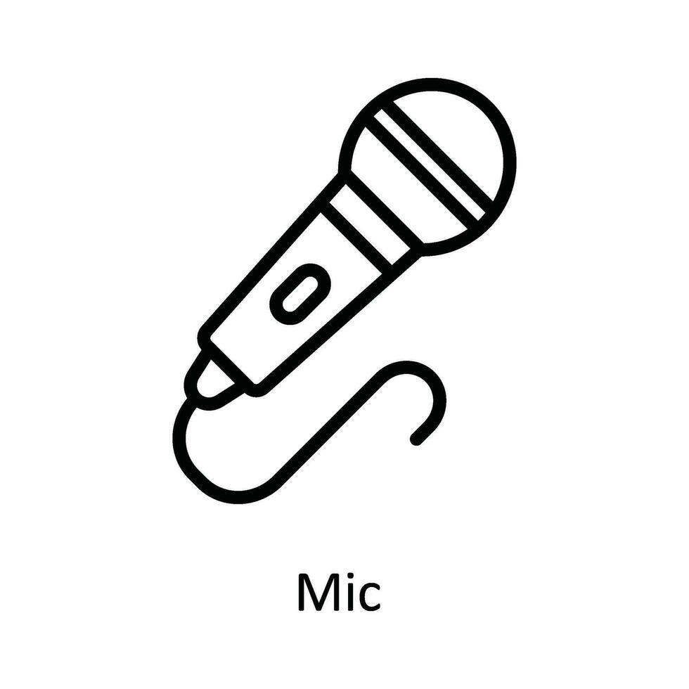 Mic   Vector  outline Icon Design illustration. Network and communication Symbol on White background EPS 10 File