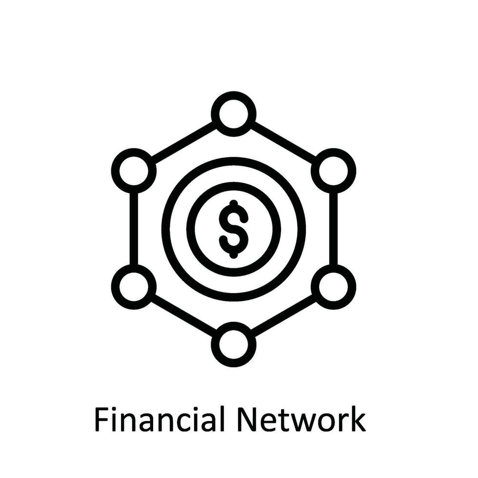 Financial Network   Vector  outline Icon Design illustration. Network and communication Symbol on White background EPS 10 File