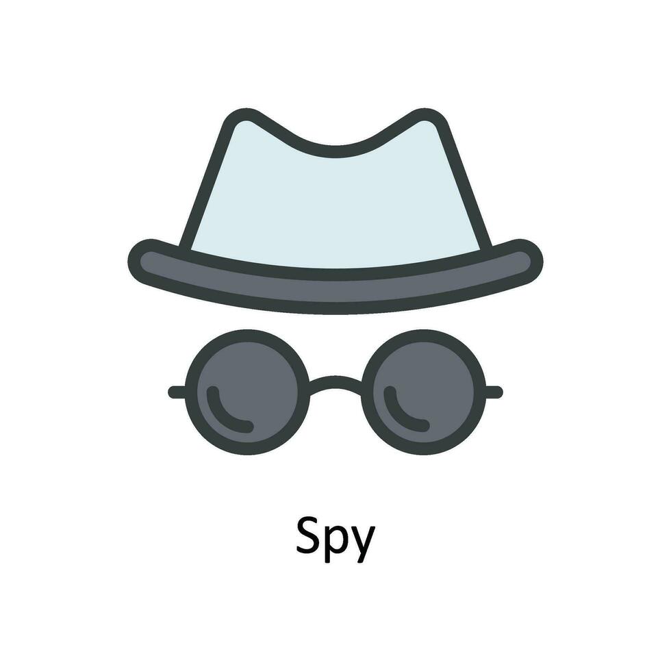 Spy Vector Fill outline Icon Design illustration. Cyber security  Symbol on White background EPS 10 File