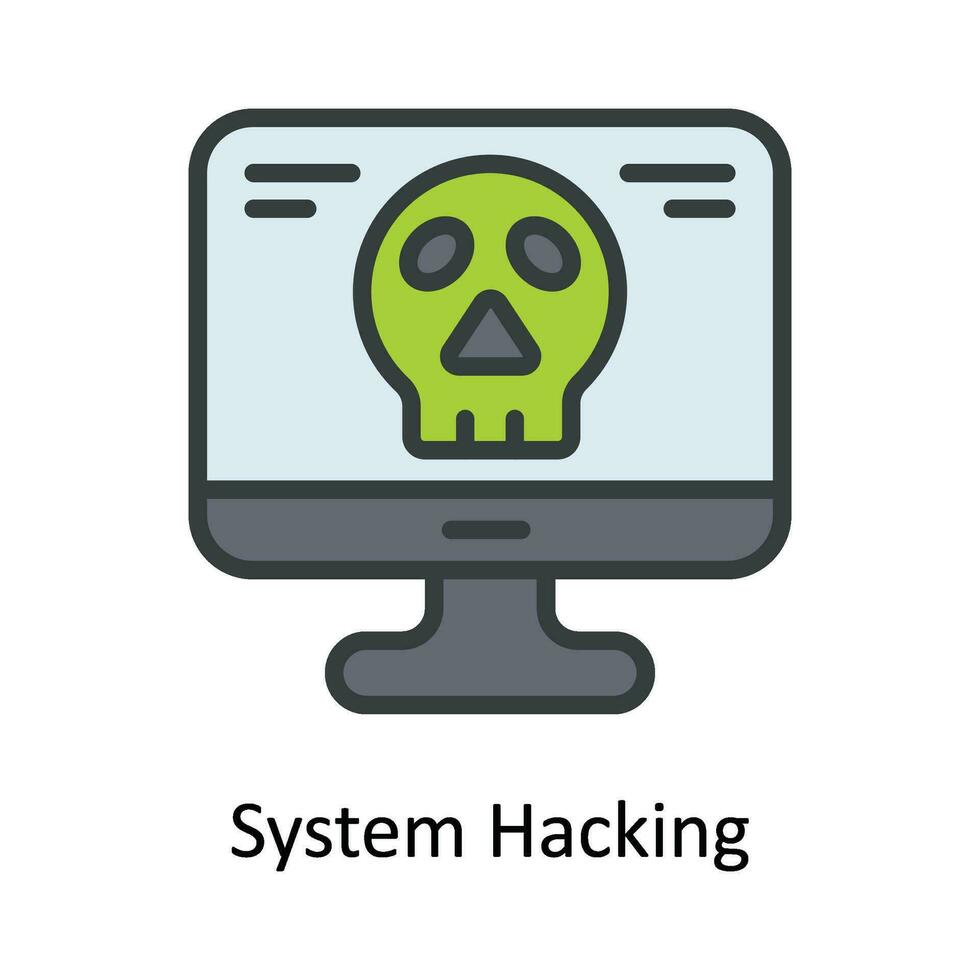 System Hacking Vector Fill outline Icon Design illustration. Cyber security  Symbol on White background EPS 10 File