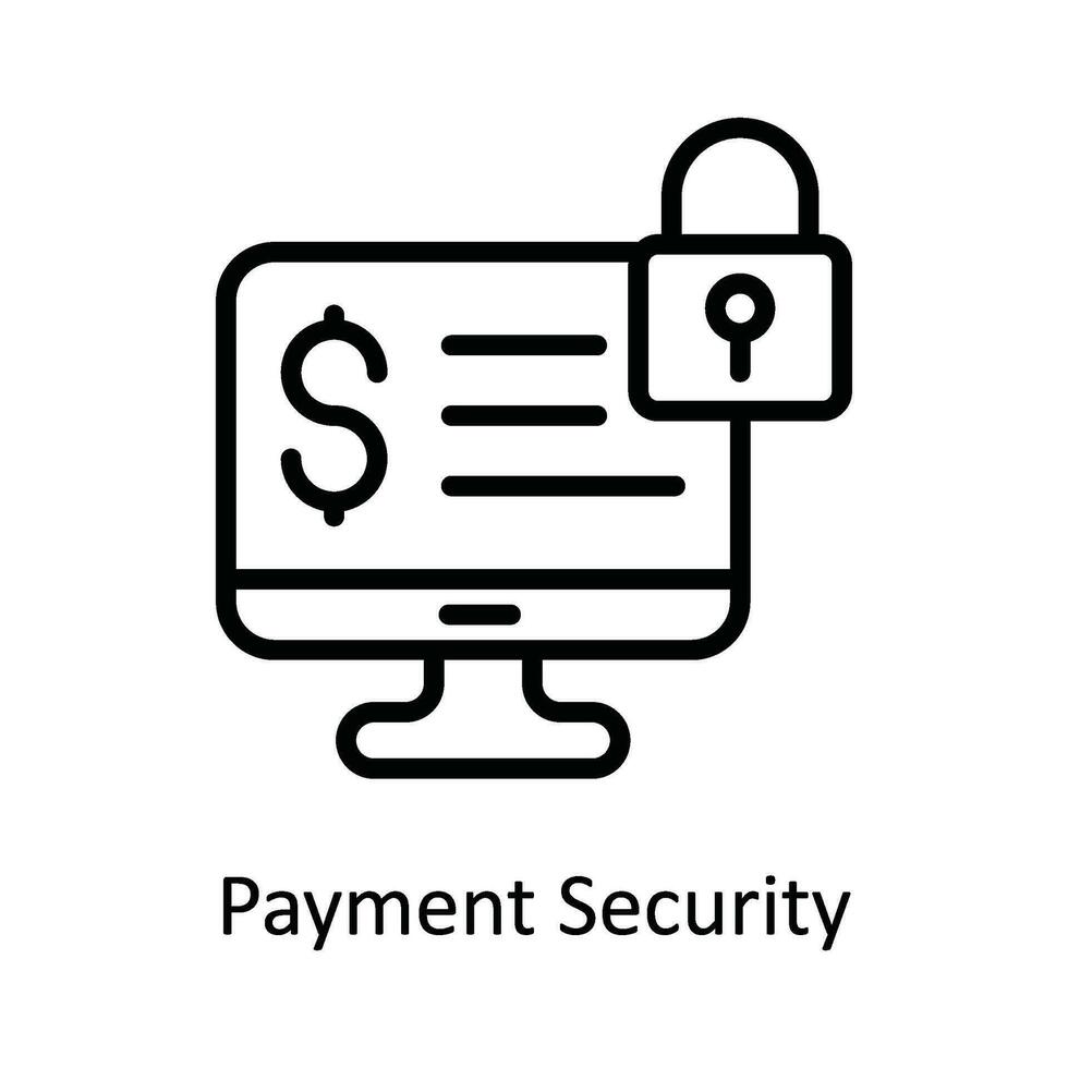 Payment Security Vector  outline Icon Design illustration. Cyber security  Symbol on White background EPS 10 File
