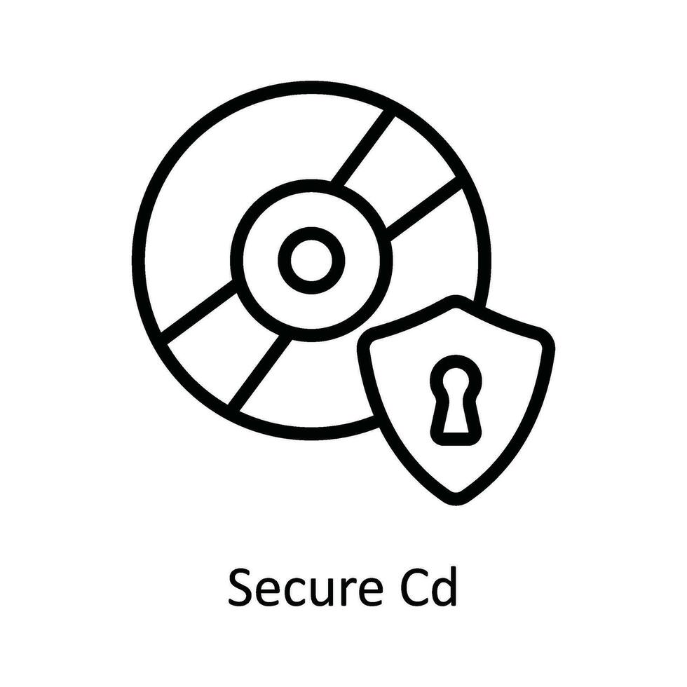 Secure Cd Vector  outline Icon Design illustration. Cyber security  Symbol on White background EPS 10 File