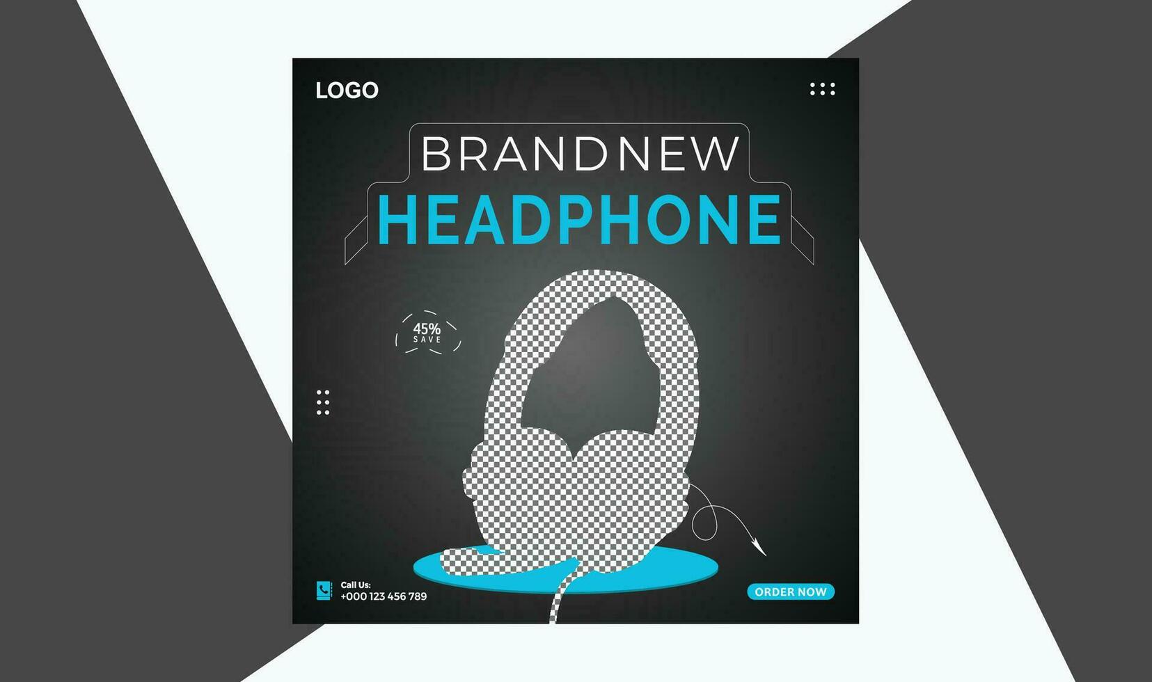 Headphone social media post template design vector