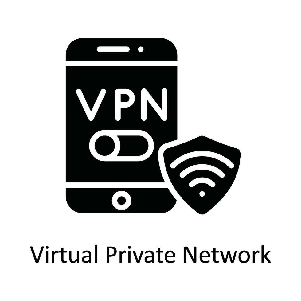 virtual privado red vector sólido icono diseño ilustración. ciber seguridad símbolo en blanco antecedentes eps 10 archivo