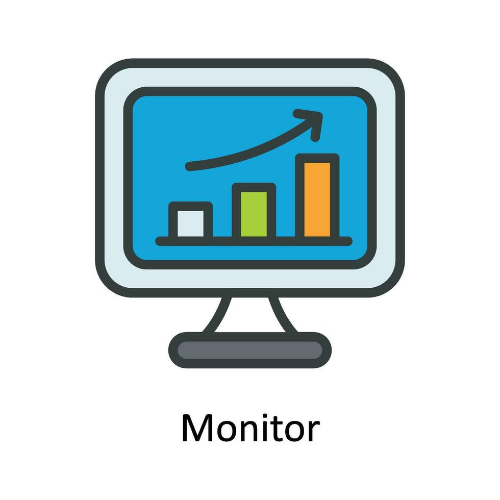 monitor vector llenar contorno icono diseño ilustración. multimedia símbolo en blanco antecedentes eps 10 archivo