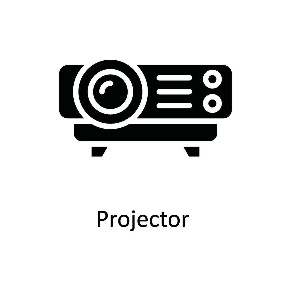 Projector Vector   solid Icon Design illustration. Multimedia Symbol on White background EPS 10 File